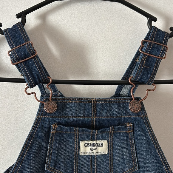 OSHKOSH B'GOSH Denim Overall Jumper Dress Tulle Skirt Silver Hearts 3T Valentine - Picture 4 of 6